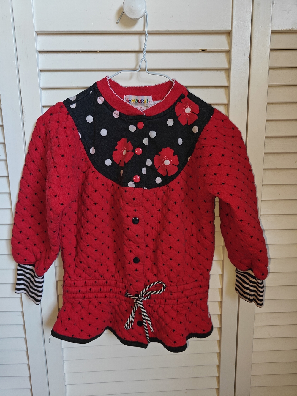 Vintage Rainbow Tag Red Quilted Gymboree Sweater Floral Polkadot 2/3T
